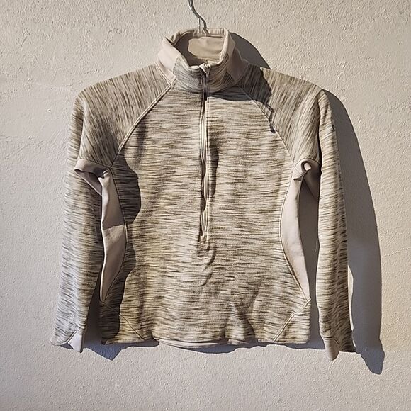 WOMENS COLUMBIA 1/4 ZIP SHIRT TOP LONG SLEEVE KNIT TAN SMALL S - Picture 1 of 7